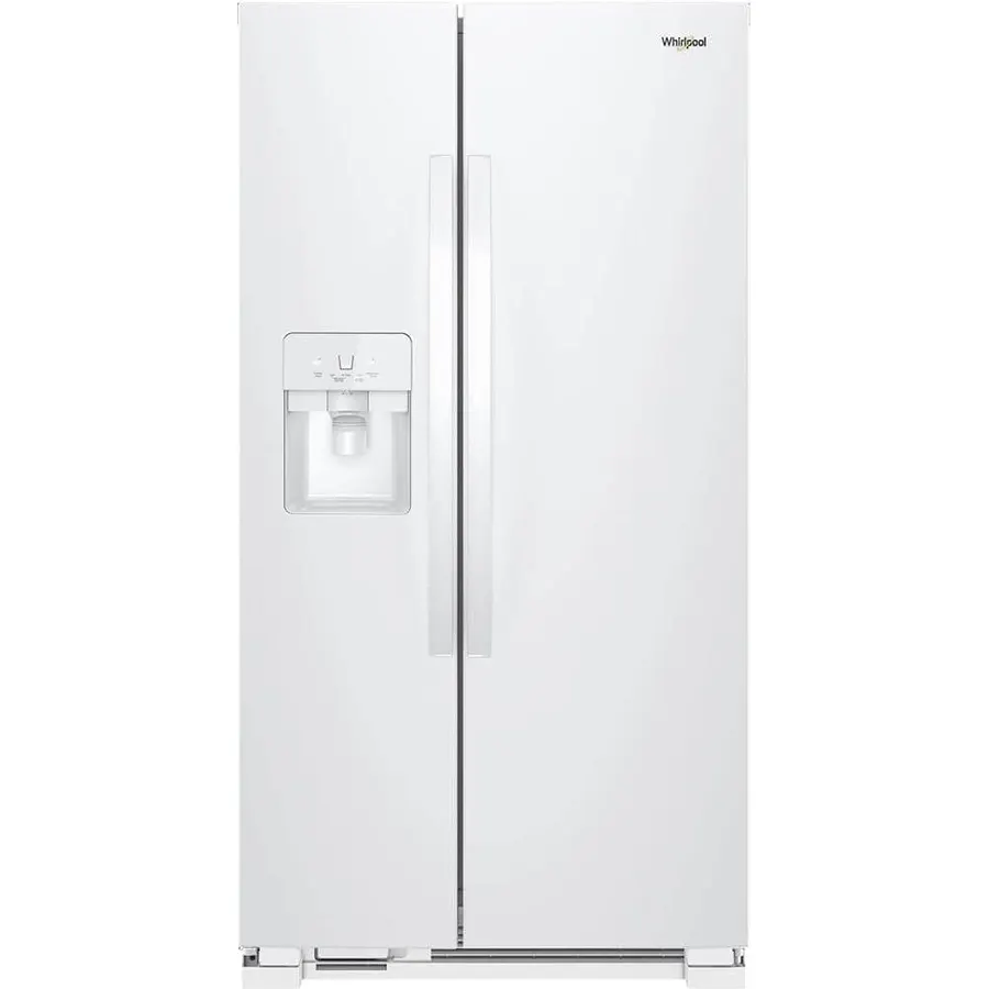 Whirlpool 33 Inch Freestanding Side by Side Refrigerator with 21.72 Cu. Ft. Total Capacity, Adjustable Gallon Door Bins, LED Interior Lighting, Hidden Hinges, Frameless Glass Shelves, Stainless Steel