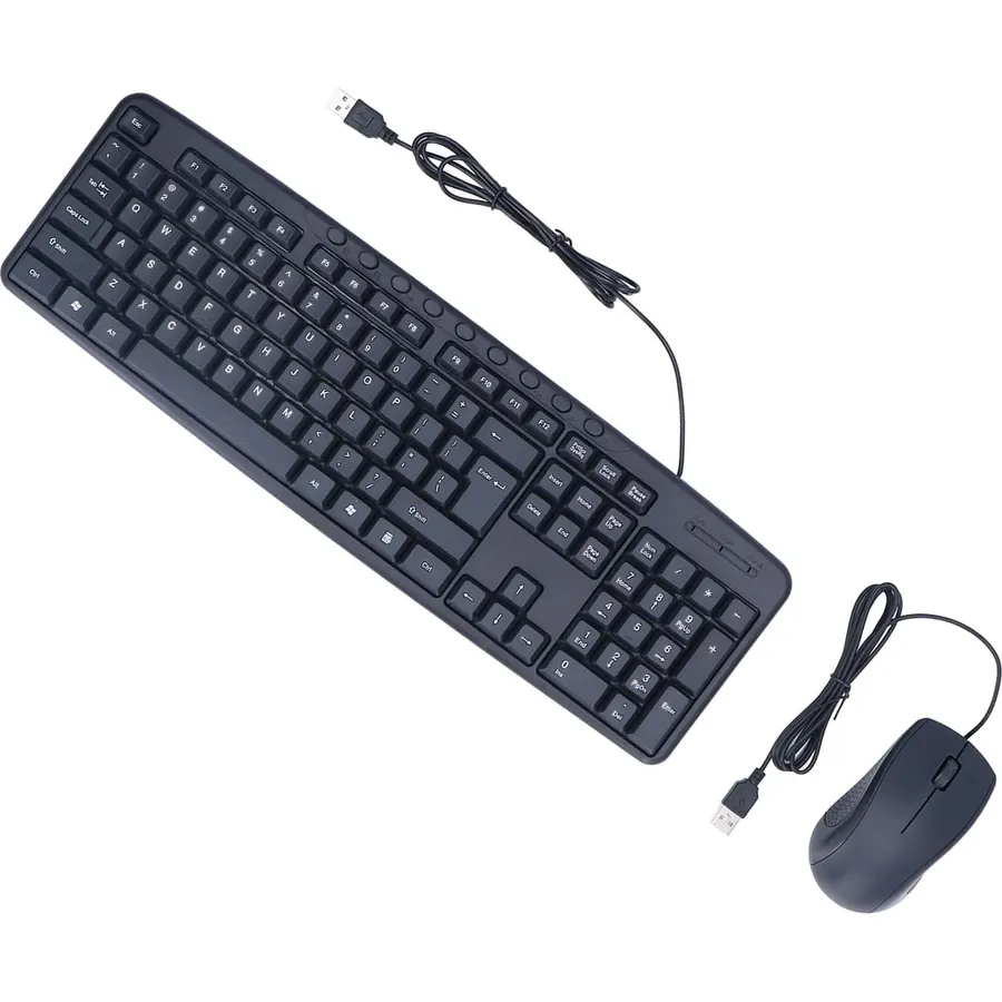 Wired Keyboard Mouse Combo, 113 Keys Ergonomic Set for Desktop