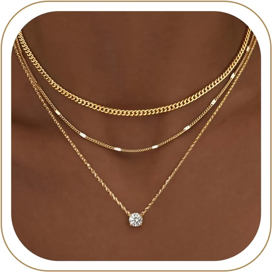 Layered Necklaces For Women,Dainty Gold Plated Necklace Stack Prom Layering Necklaces For Women Trendy Chain Cross Choker Necklace Set Fashion Accessories