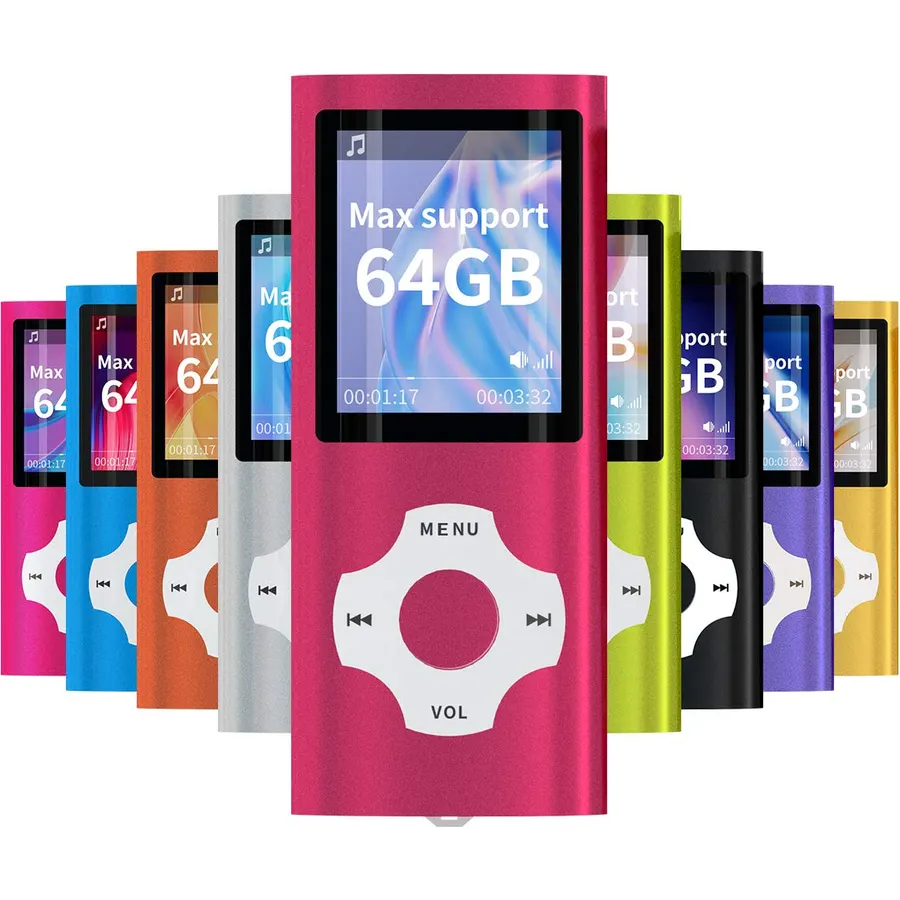 WOWSYS - Digital, Compact and Portable MP3 / MP4 Player (Max Support 64 GB) with Photo Viewer, E-Book Reader and Voice Recorder and FM Radio Video Movie in Red