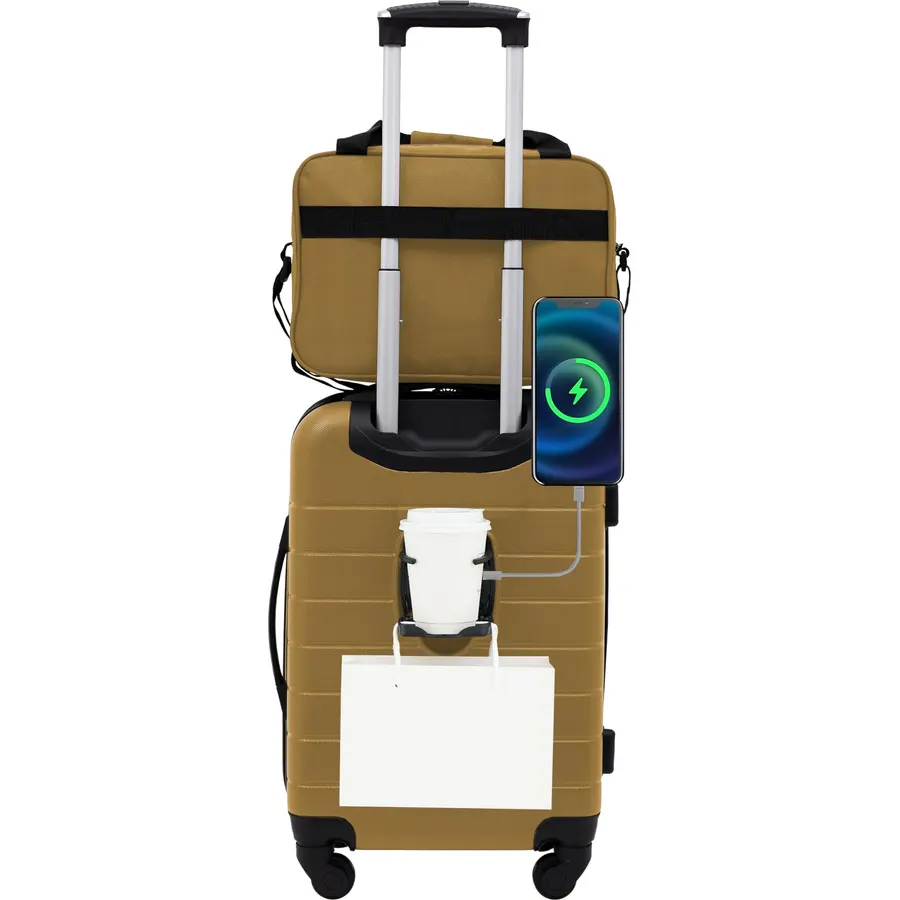 Wrangler Smart Spinner Hardside Luggage, 2 Piece Set, Wood Thrush
