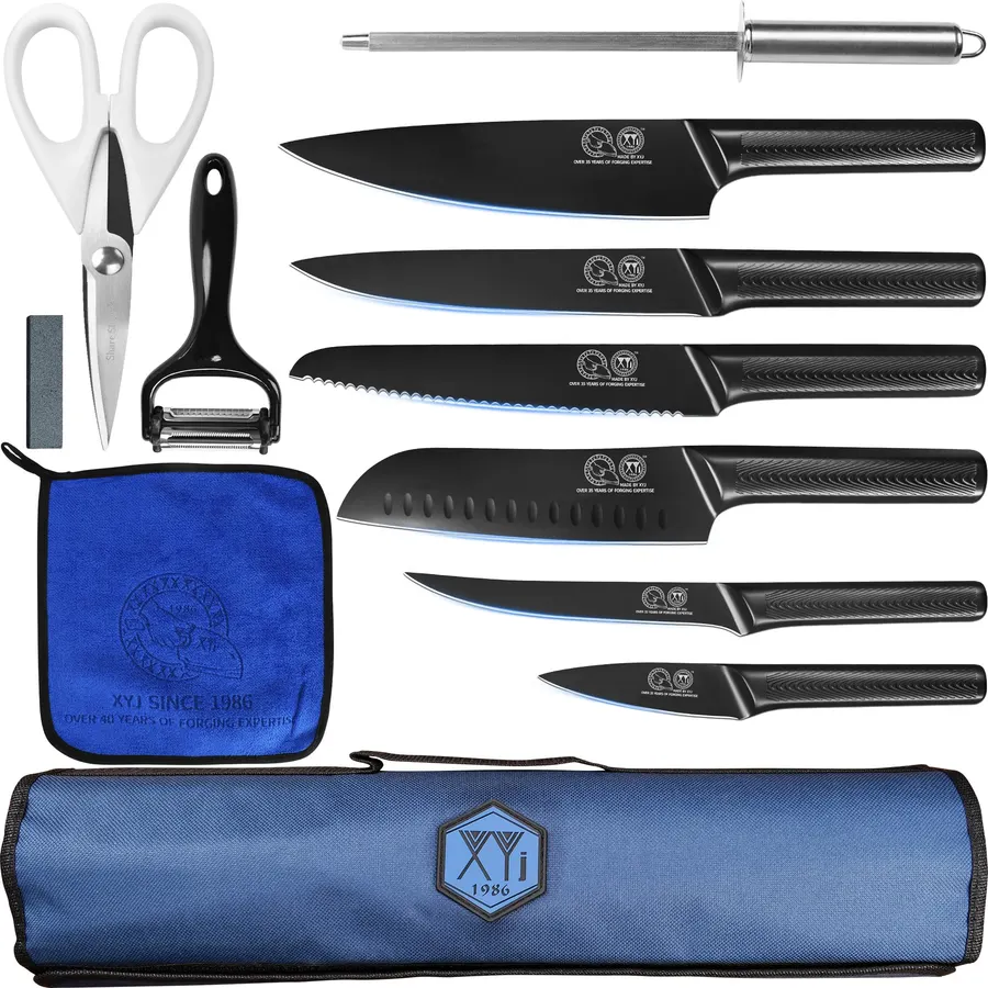 XYJ Stainless Steel Kitchen Knife Set with Bag, 6-Pieces Japanese Knives