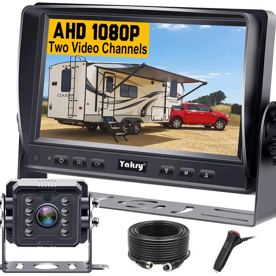 Yakry RV Backup Camera Plug and Play - No Delays 7" HD 1080P Reverse Camera