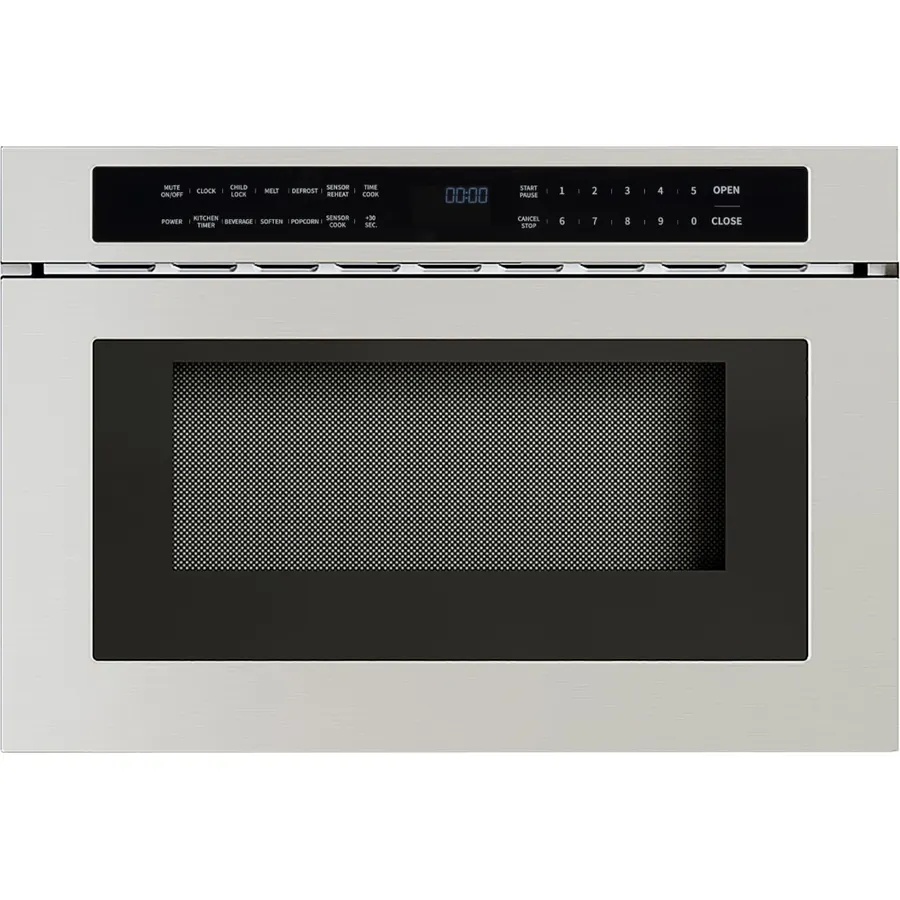 Zephyr 24 inch Built In Drawer Microwave Oven Under Cabinet - Integrated, Wall Mount, Under Counter Pull Out Microwave Drawer 1.2 cu ft, Preset Cooking Options, Easy Clean Coating, 1000W