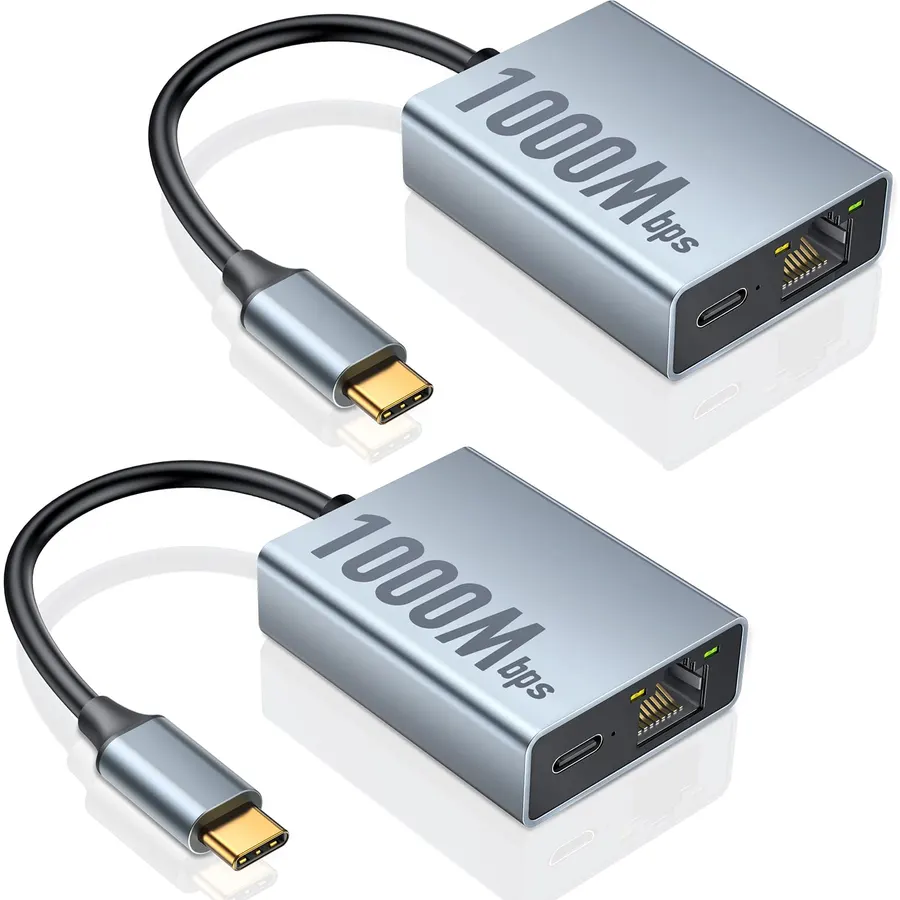 ZEXMTE 1000Mbps Ethernet Adapter for Chromecast with Google TV, USB C to RJ45 Gigabit Ethernet Adapter Compatible with Chromecast with Google TV HD/4K, Laptop, Tablet, 2 Pack