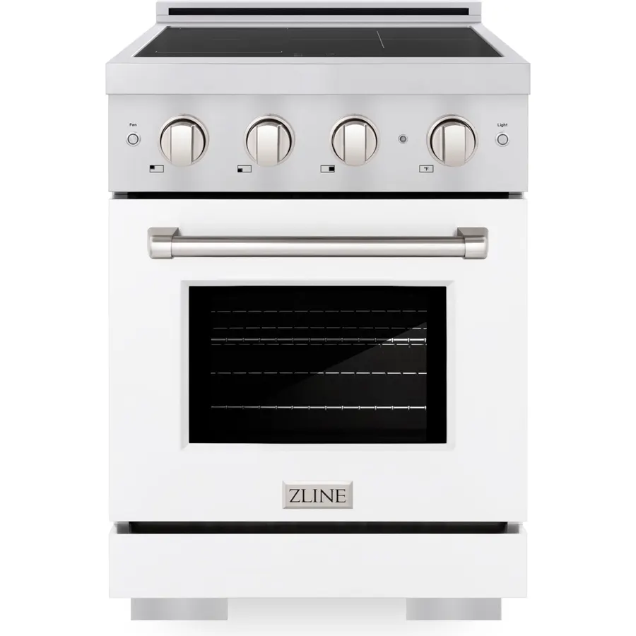ZLINE 24 in. 3.2 cu. ft. Paramount Induction Range with 3 Element Cooktop and Electric Convection Oven in Stainless Steel with White Matte Door (SINR-WM-24)