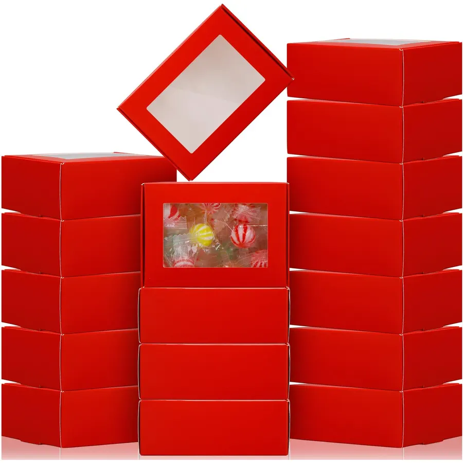 Zonon Mini Kraft Soap Boxes with Window Homemade, Red, 30 Pcs